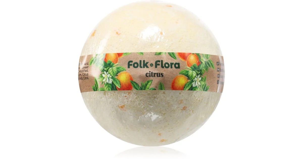 Folk & Flora Citrus Bomba Da Bagno Con Effetto Rinfrescante 130 G