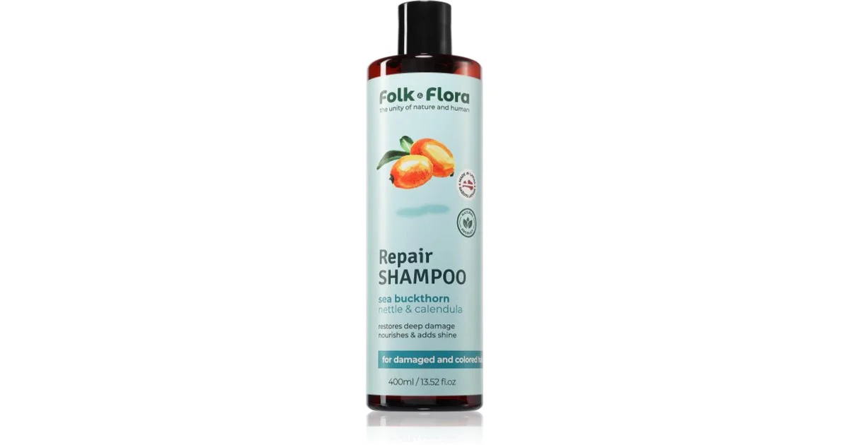 Folk & Flora Shampoo All'Olivello Spinoso Ricostituente Per Capelli Tinti E Danneggiati 400 Ml
