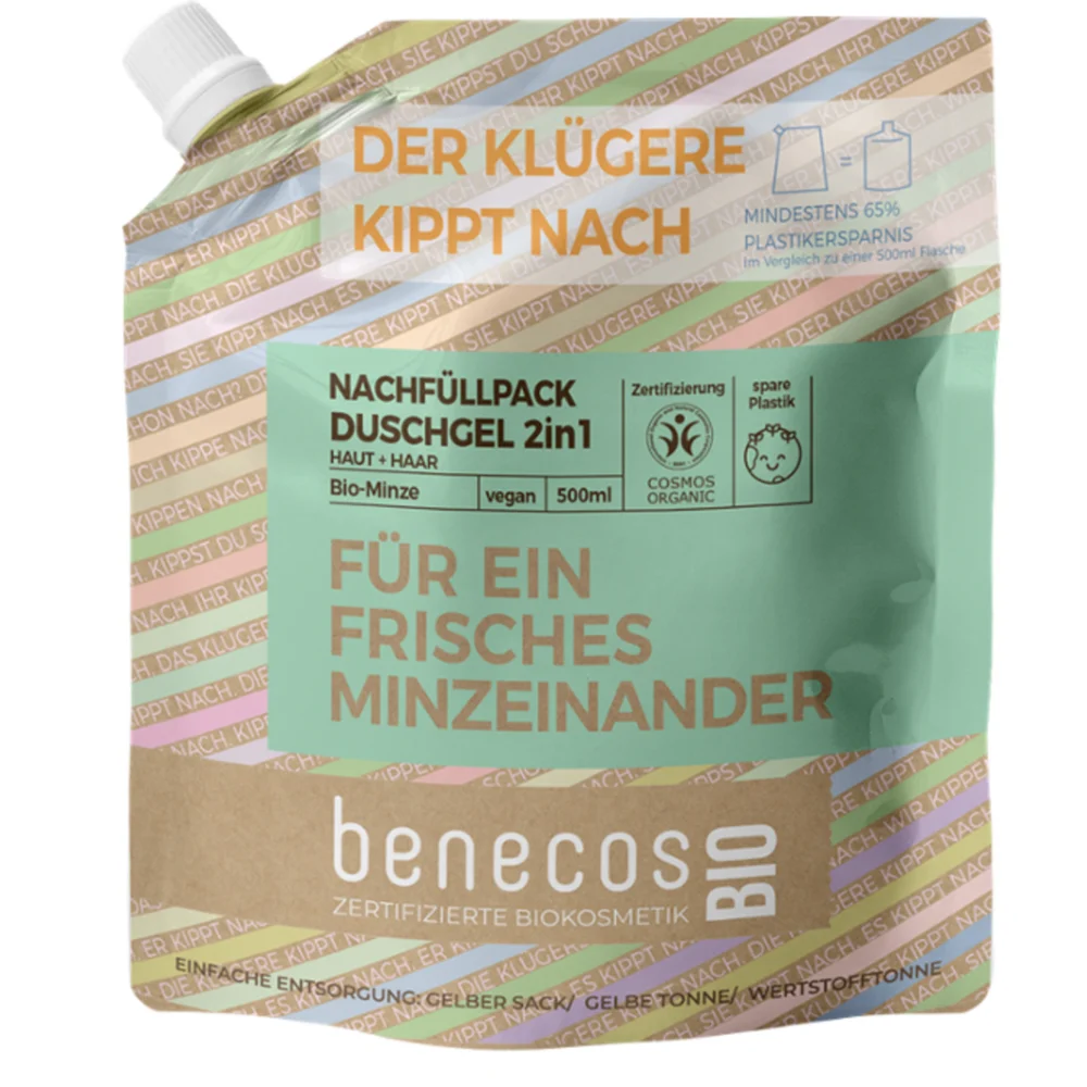 Benecos benecosBIO Gel Doccia 2in1 alla Menta Bio Ricarica 500 ml