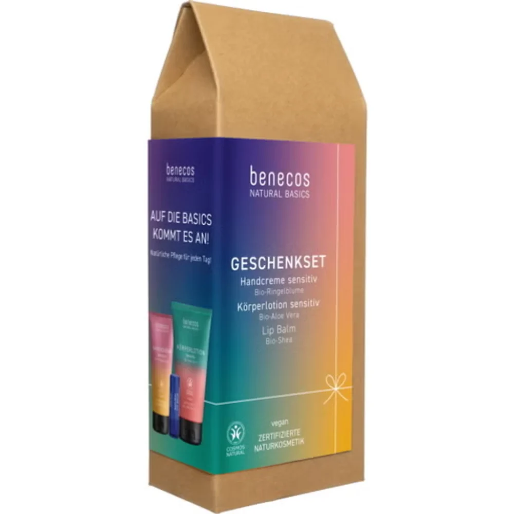 Benecos Natural Basics Sensitiv - Set Crema Mani Lozione Corpo e Balsamo Labbra