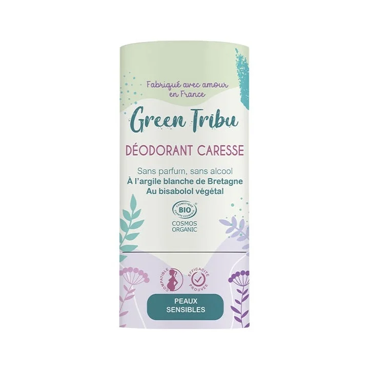 Green Tribù Deodorante Carezza - Senza Profumo, Senza Alcol - Pelle Sensibile - BIO 50G