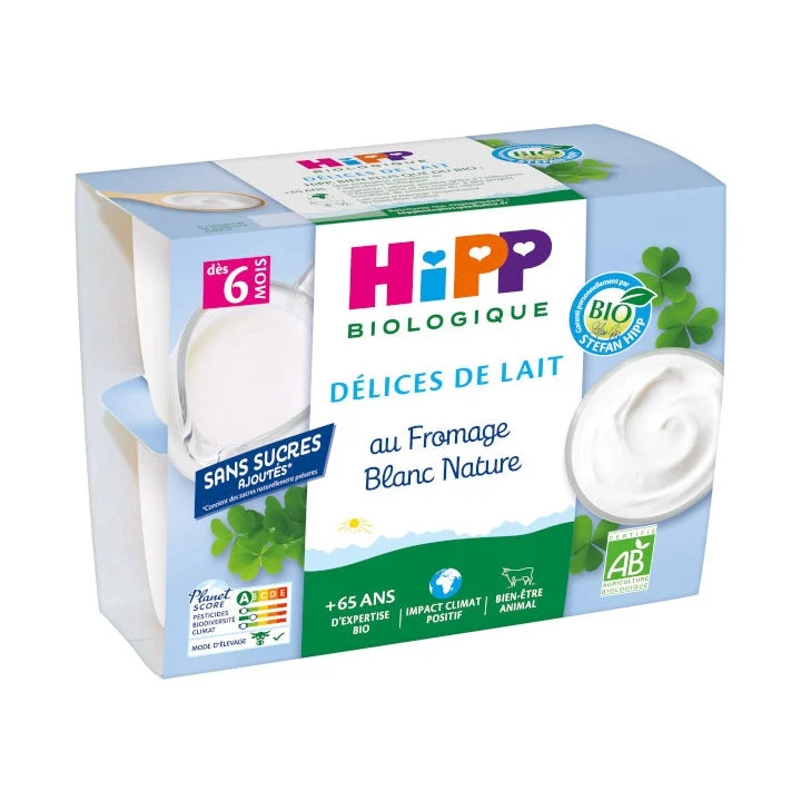 Hipp Delizie di Latte - Formaggio Bianco Naturale - A partire da 6 mesi - BIO 4x100 g