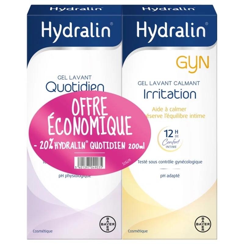 Hydralin Gyn Gel detergente calmante per irritazioni da 200 ml + gel detergente quotidiano da 200 ml Set × 2