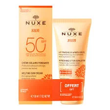 Nuxe Sun Crema Fondente Viso Alta Protezione Spf50 50ml + Latte Fresco Dopo Sole 50ml