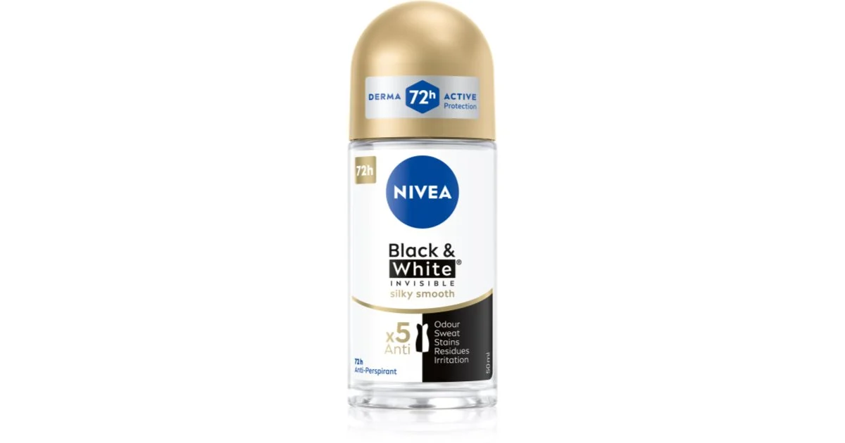 NIVEA Invisible Black & White Silky Smooth antitraspirante roll-on da donna 50 ml