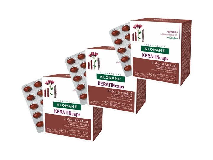 Klorane KeratinCaps Forza & Vitalità Capelli & Unghie 3x30 capsule Lotto × 3