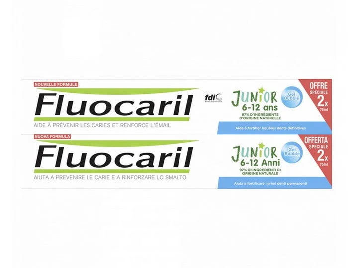 Fluocaril Junior 6-12 anni bolla di gel 2x75ml lotto × 2