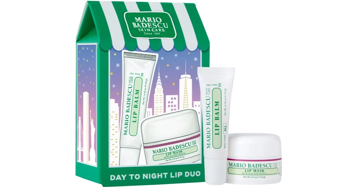 Mario Badescu Day to Night Duo confezione regalo per le labbra maschera notte per le labbra 14 g + balsamo labbra idratante intenso 10 g