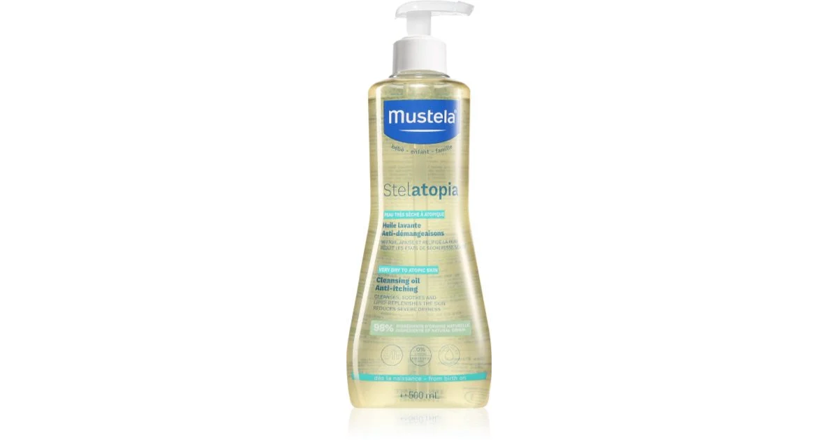 Mustela Baby detergente e olio da bagno per pelli estremamente secche e atopiche Stelatopia 500ml