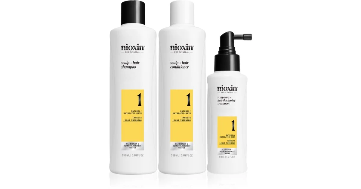 NIOXIN Sistema 1 – Kit - Trattamento per capelli naturali con indebolimento lieve 3 unità