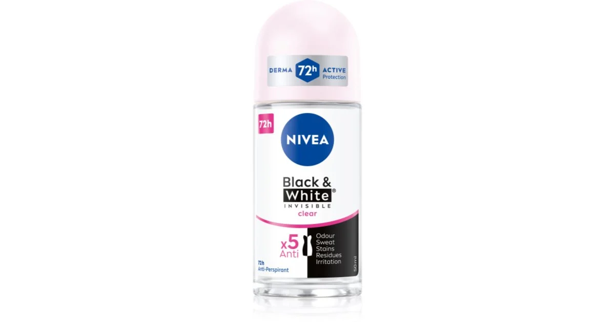 NIVEA Invisible Black & White Clear antitraspirante roll-on da donna 50 ml