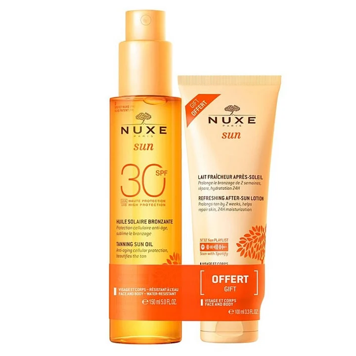 Nuxe Sun Olio Solare Abbronzante SPF30 150ml + Latte Fresco Doposole 100ml OMAGGIO