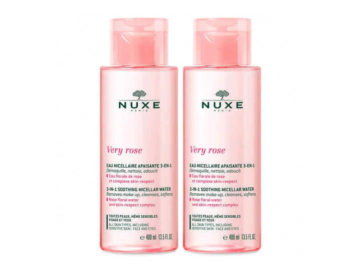 Nuxe Very Rose Acqua Micellare Lenitiva 3-in-1 Pelle Normale 2x400ml Lotto × 2