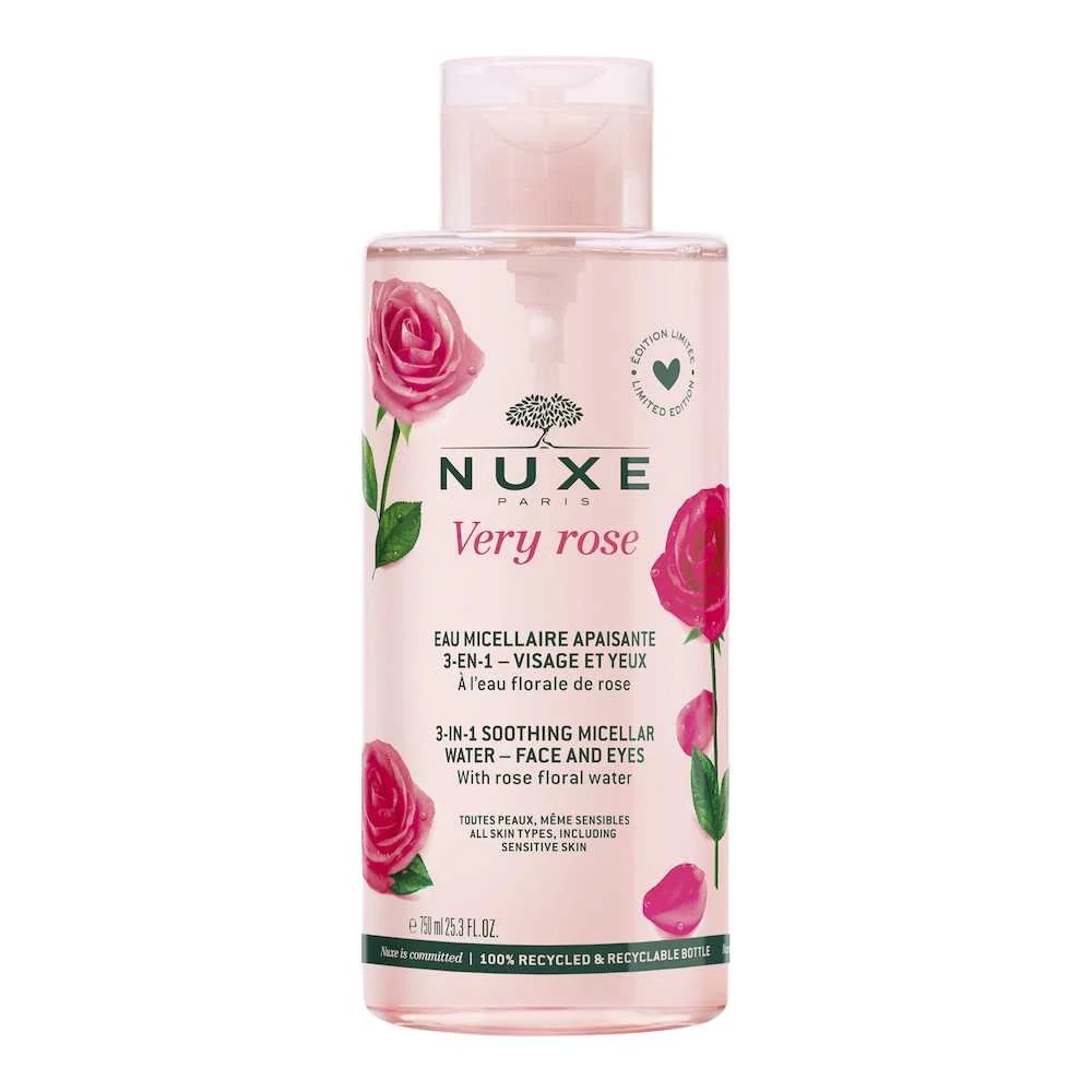 Nuxe, Very Rose, detergente, acqua micellare, per tutti i tipi di pelle, 750 ml