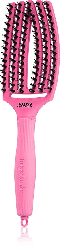 Olivia Garden Fingerbrush Boar & Nylon spazzola per capelli con setole di nylon e di cinghiale fucsia