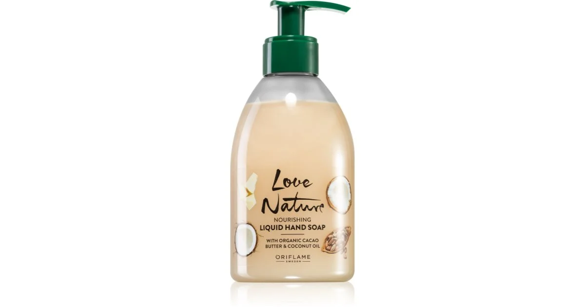 Oriflame Love Nature Burro di cacao e olio di cocco sapone liquido nutriente per le mani 300 ml