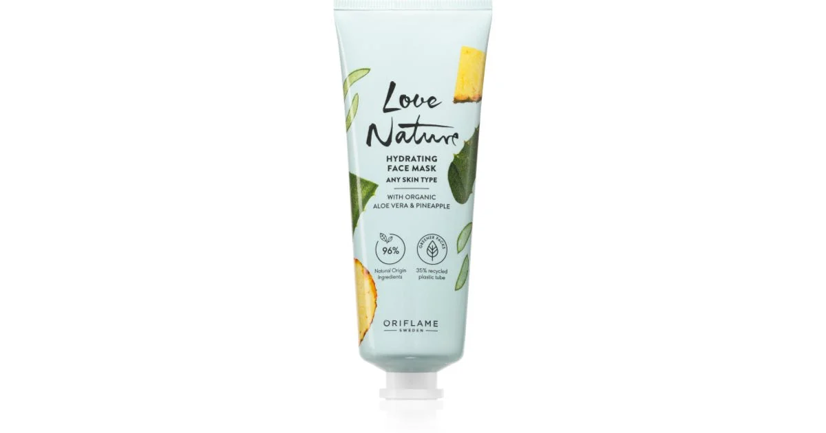 Oriflame Love Nature Organic Aloe Vera & ananas maschera idratante viso 75 ml