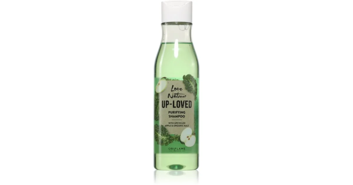Oriflame Love Nature Up-Loved Upcycled Mela e cavolo riccio biologico shampoo detergente per capelli grassi 250 ml