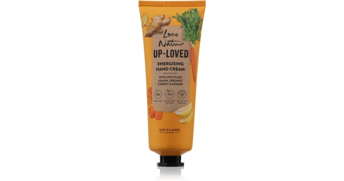 Oriflame Love Nature Up-Loved Upcycled Lemon & Organic Carota e zenzero crema idratante mani 75 ml