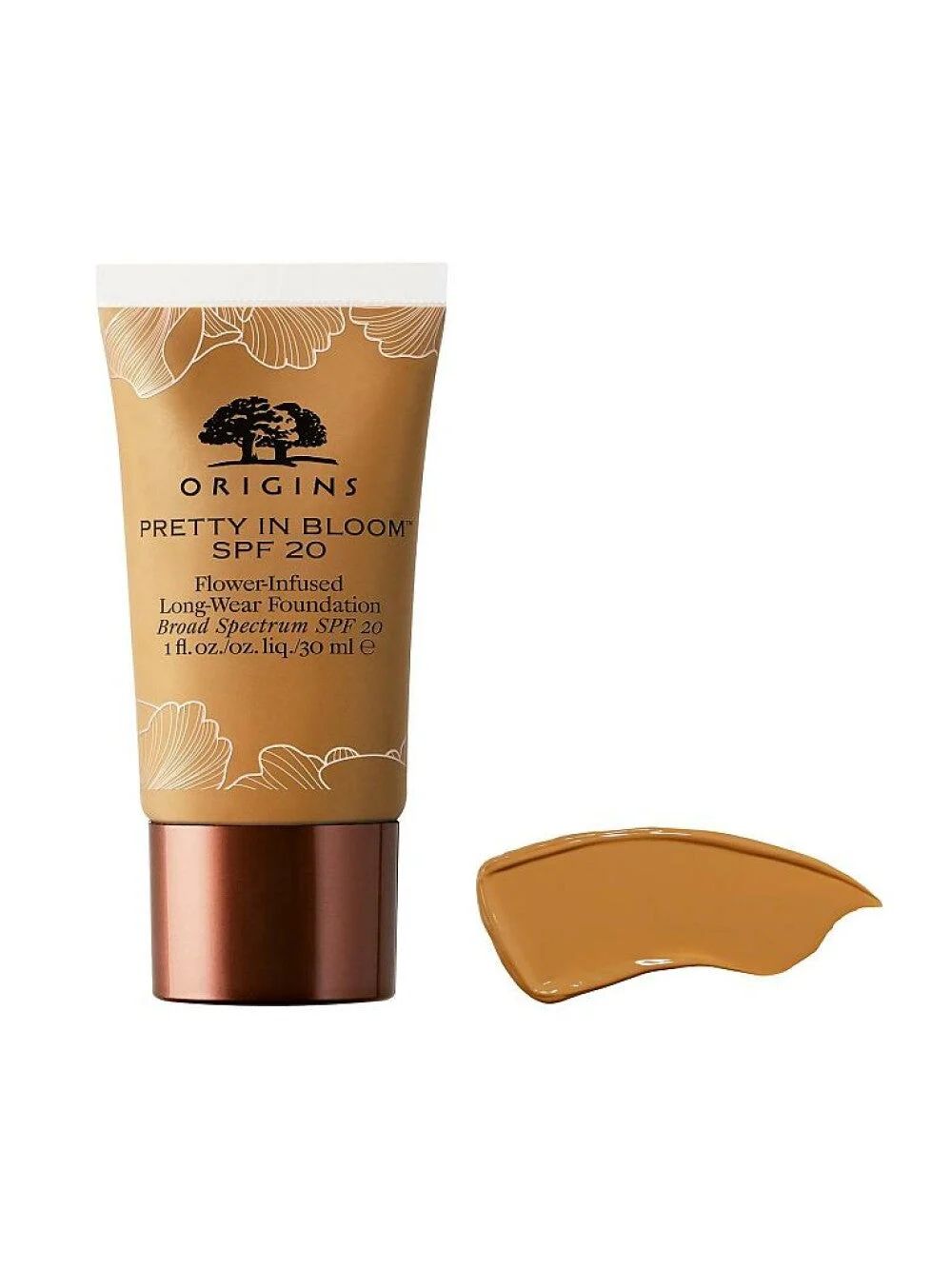 Origins, Pretty In Bloom, lunga durata, fondotinta in crema 530 Medium Deep Warm SPF 20 30 ml