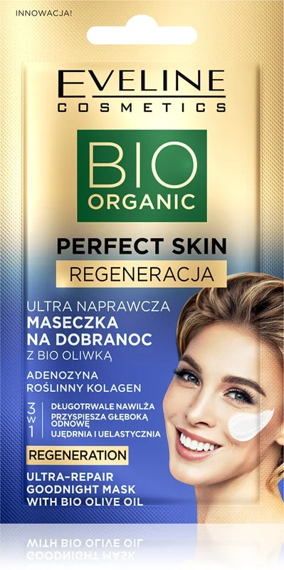 Eveline Cosmetics Perfect Skin Bio maschera notte rivitalizzante viso con olio d'oliva 8 ml