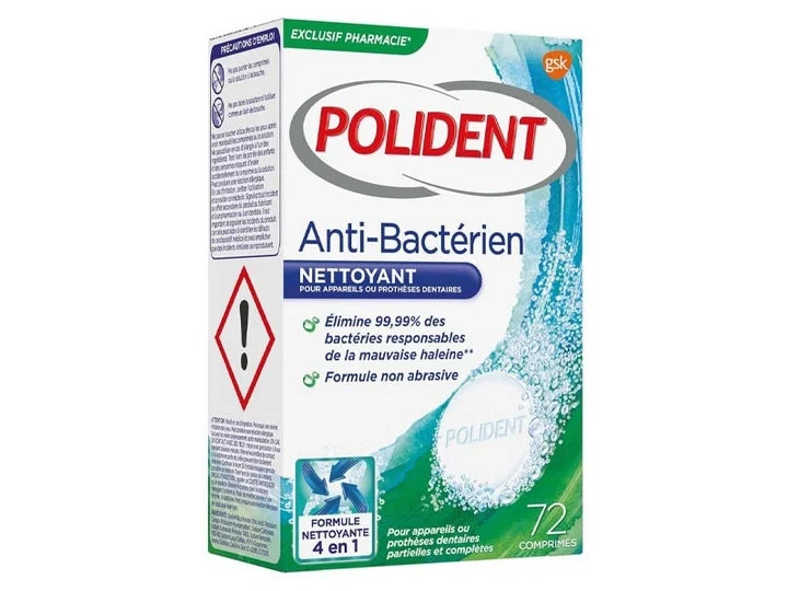 Polident detergente antibatterico 72 compresse effervescenti