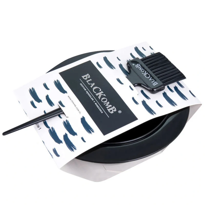 Set per la colorazione dei capelli Poniks Blackomb con ciotola antiscivolo e pennello da 5 cm.