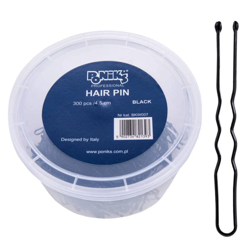 Poniks Fermagli per capelli da parrucchiere, neri, 4,5 cm, 300 pezzi