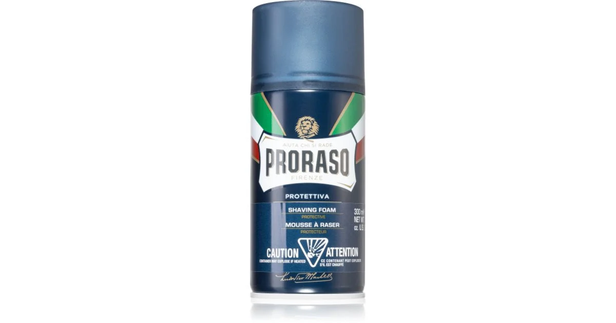 Proraso Schiuma da barba blu - Schiuma da barba con aloe vera e vitamina E. - 300ml
