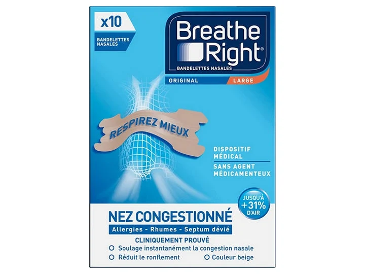 Breathe Right Bandelettes Nasales Original 10 Bandelettes