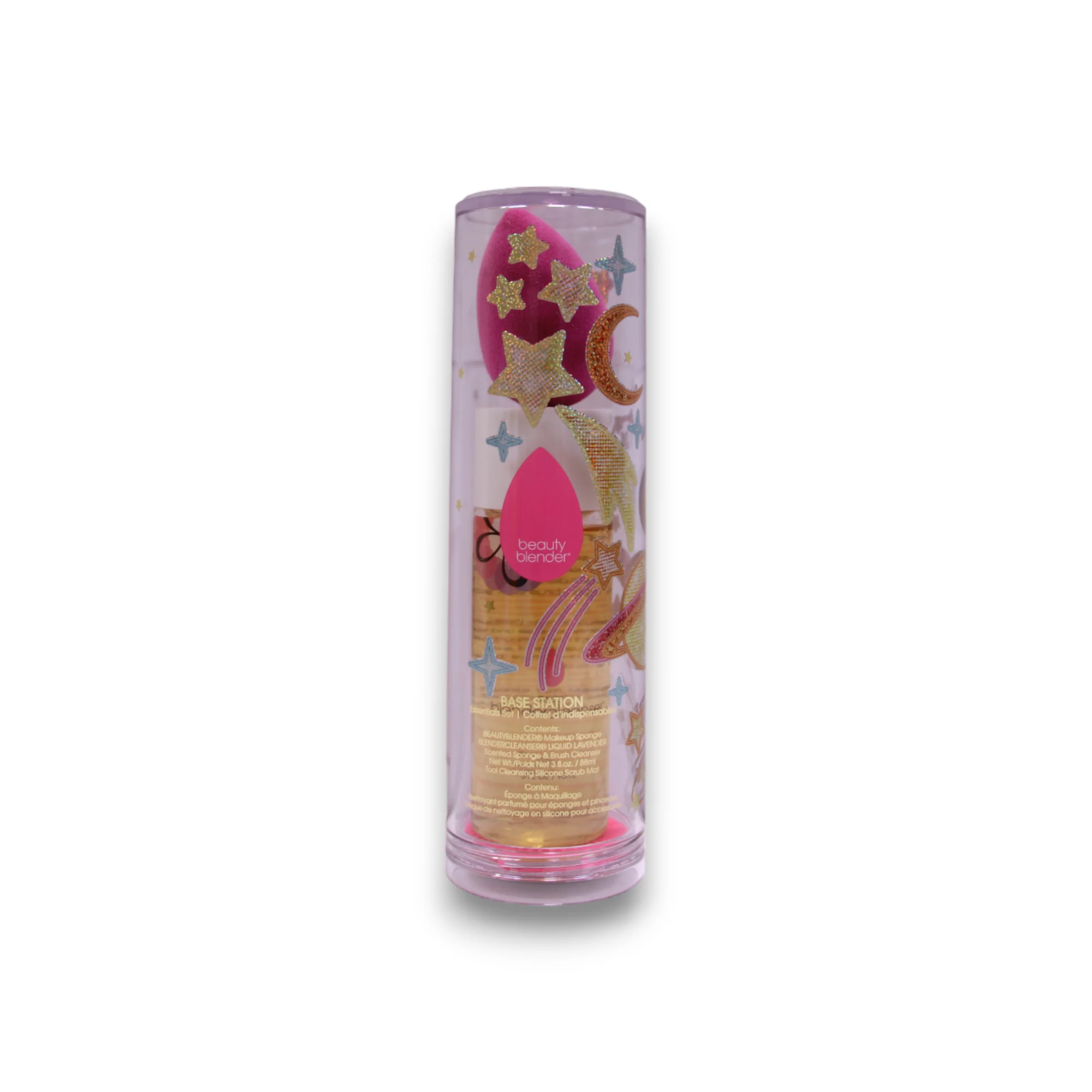 ureness Set Beautyblender pugna per il trucco viola +, lozione detergente con pennello e spugna, 90 ml + tamponi detergenti