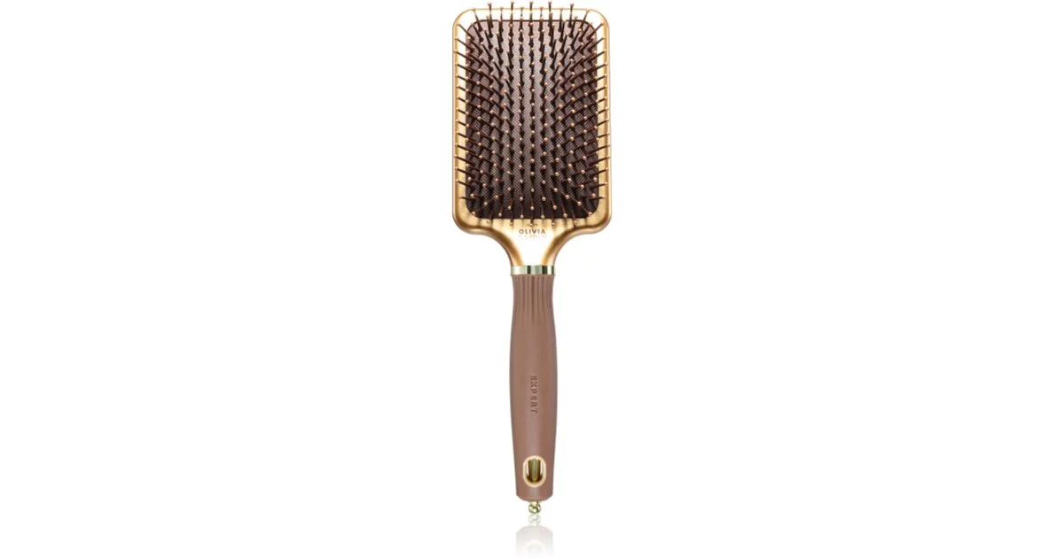 Olivia Garden Rectangular Paddle spazzola per capelli pettinabili Gold&Brown