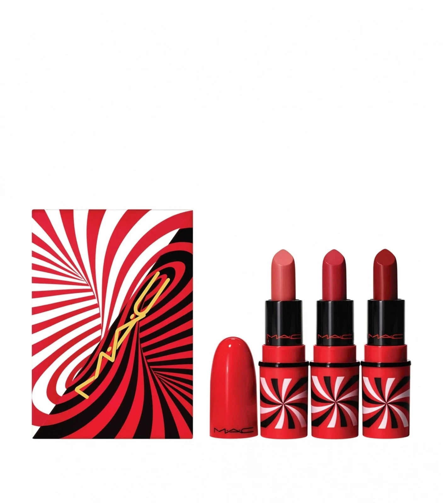 Set Tiny Tricks MAC: Mini rossetto crema Awespicious 17 g + + Mini rossetto crema opaco Sleight of Grand 18 g *in miniatura