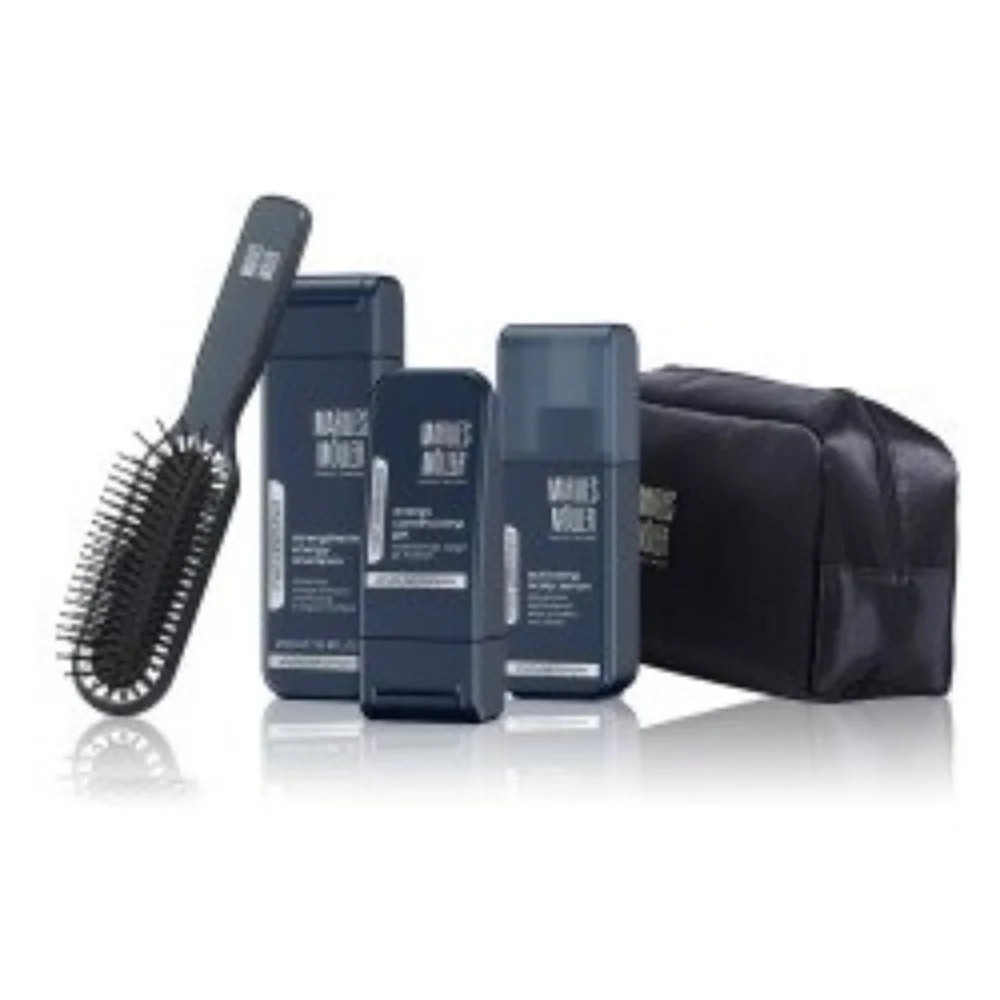 Set Marlies Moller: Marlies Moller Gel per Acconciature Tenuta Flessibile 100 ml + Marlies Moller Shampoo per Capelli Energizzante 200 ml + Marlies Moller Spazzola per Capelli a Pagaia