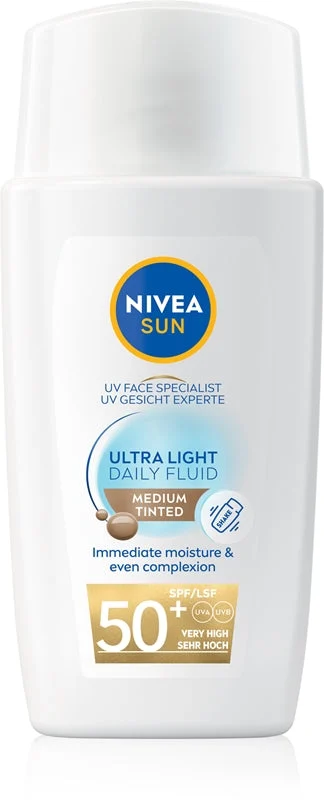 NIVEA SUN Ultra Light lozione tonificante leggera SPF 50+ colore Medium 40 ml