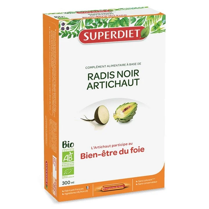 SuperDiet Ravanello Nero - Carciofo - Benessere Fegato 20 fiale da 15 ml