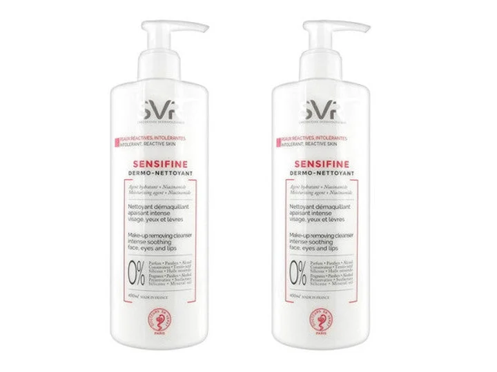 SVR Sensifine Dermo-pulitore Struccante Lenitivo Intenso Viso Occhi & Labbra 2x400ml Lotto × 2
