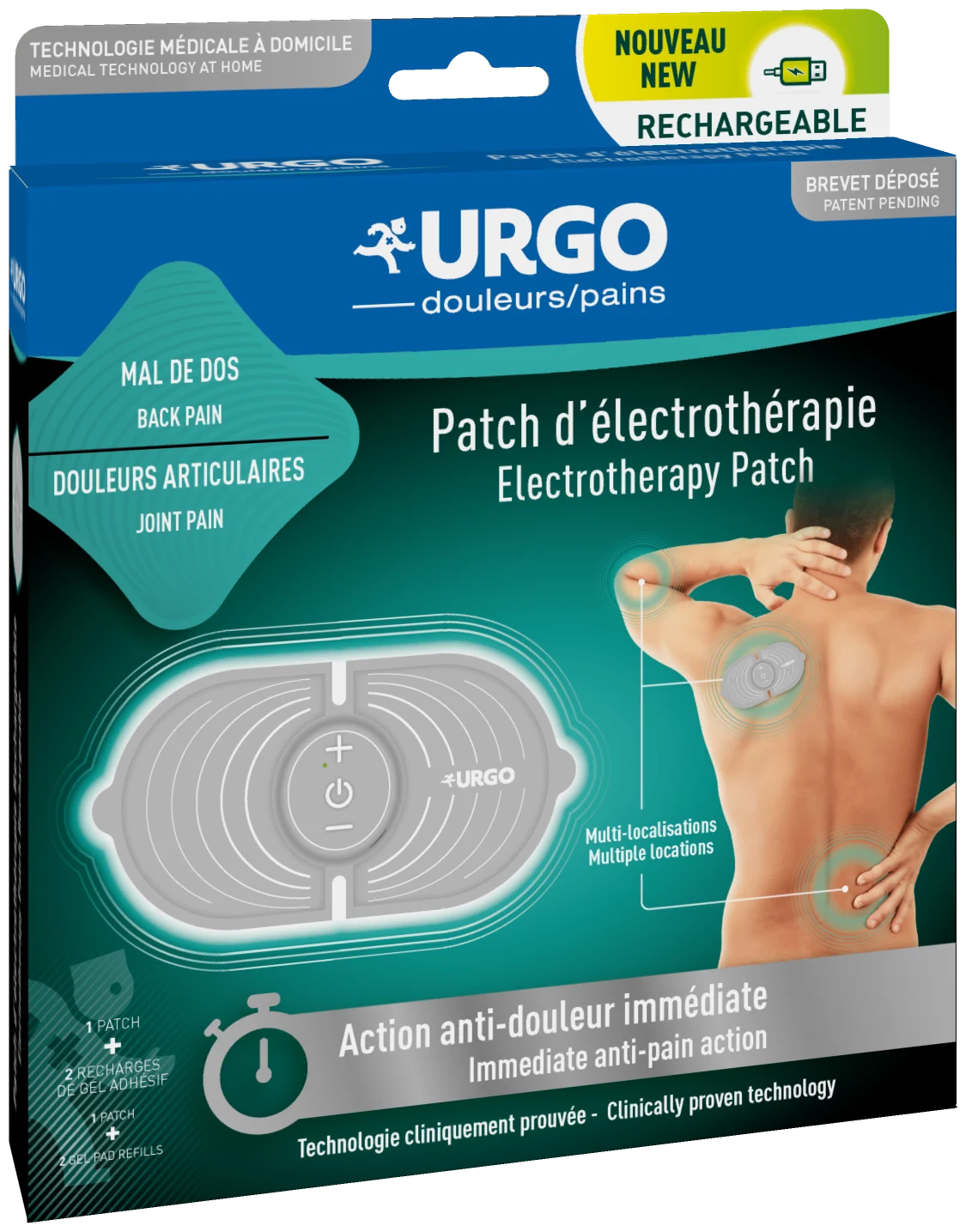 Urgo Patch Elettroterapia Ricaricabile Azione Antidolorifica Immediata