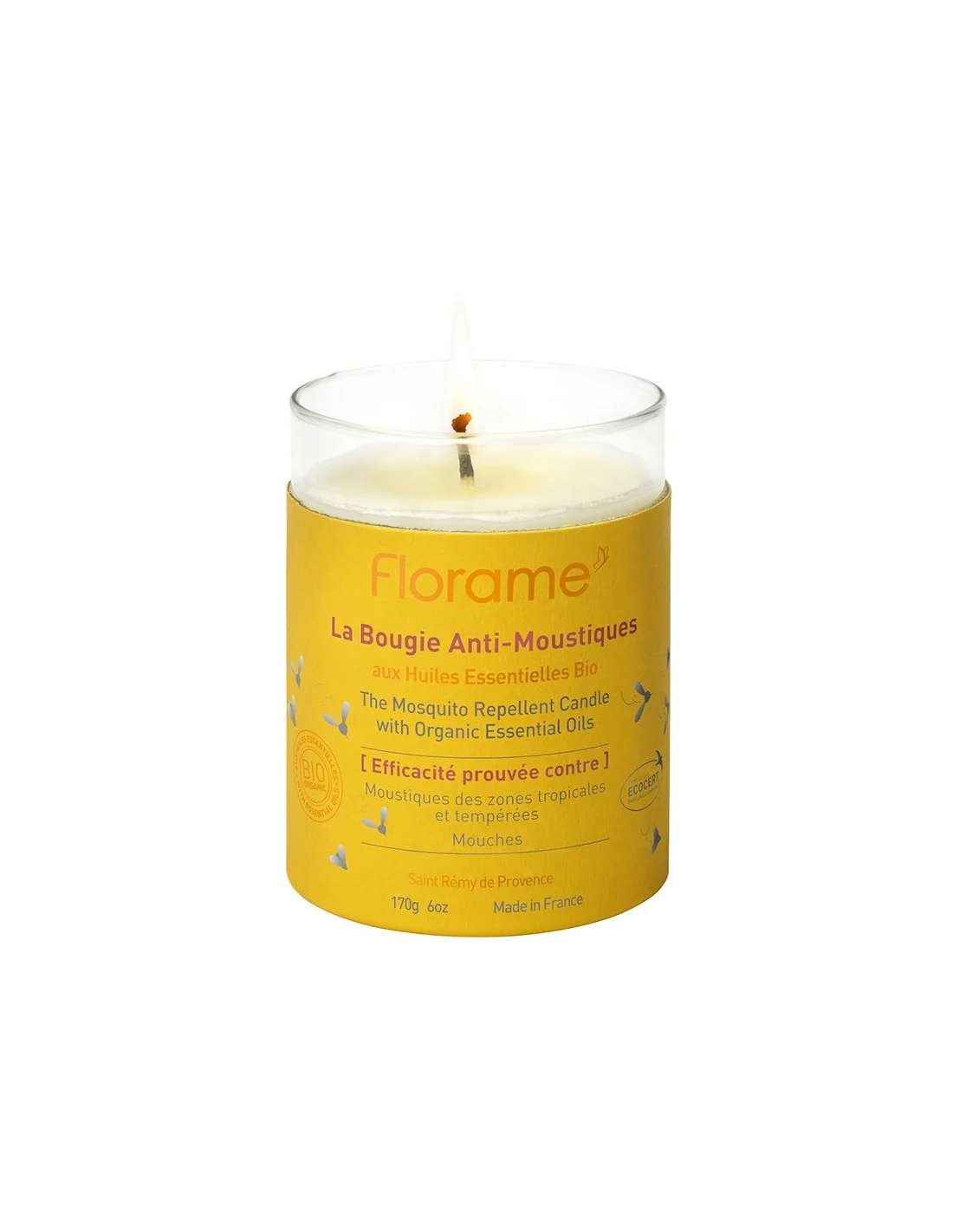 Florame La Candela Anti Zanzare Con Oli Essenziali Bio 170g