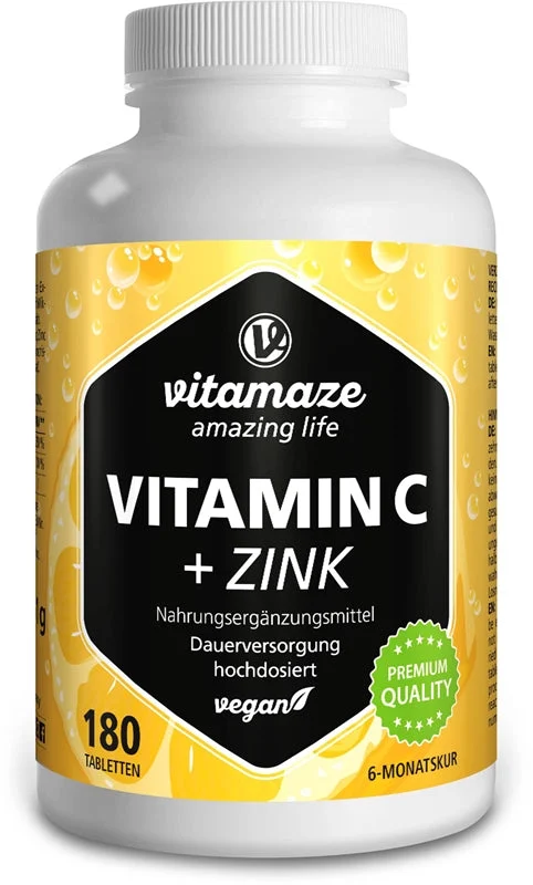 Vitamaze Vitamin C High Dosage + Zinc supporto immunitario 180 compresse